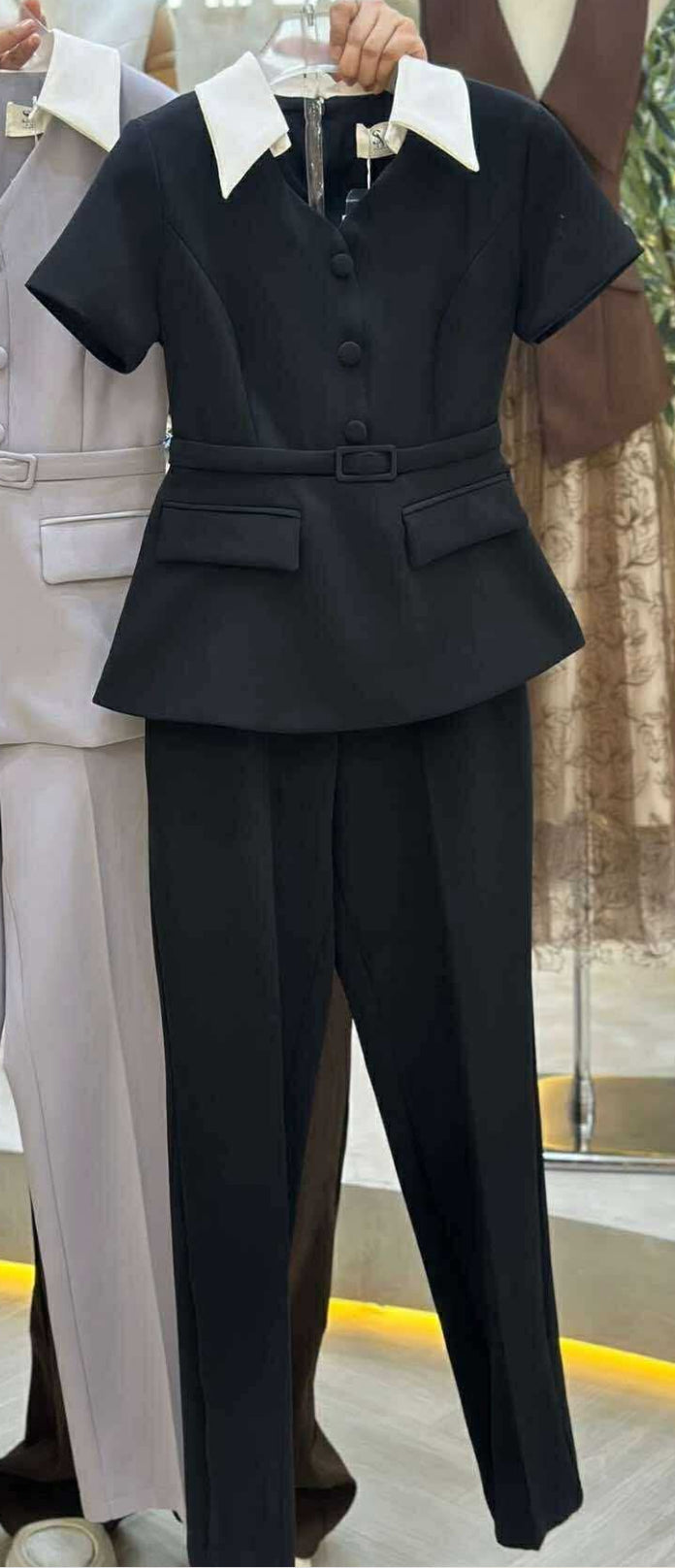 Black tops and pants suite women