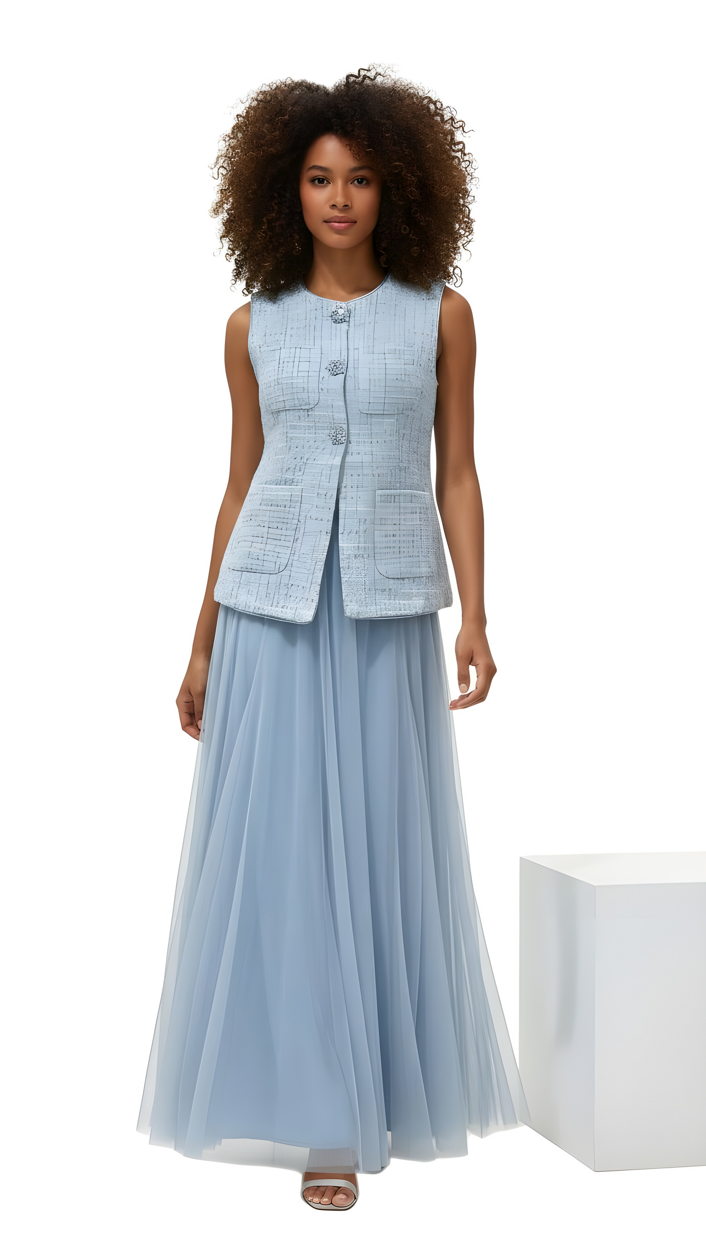 Tweed Tops and Long Skirt