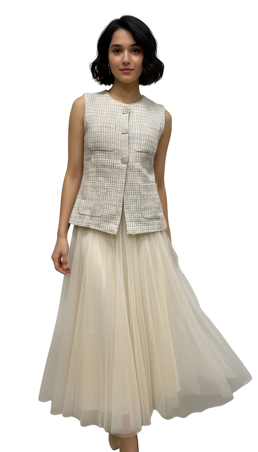 Tweed Vest & Frilly Skirt set