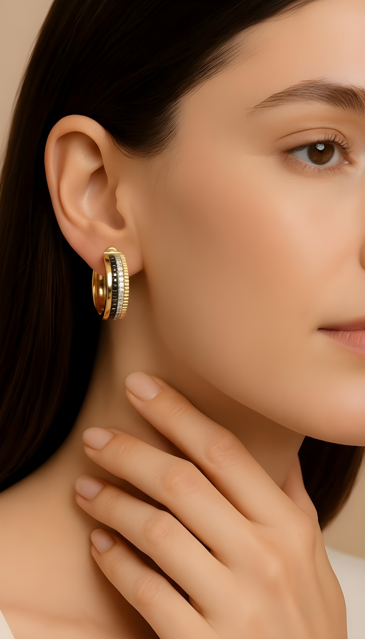 18K Gold Hoop Earrings Quatre