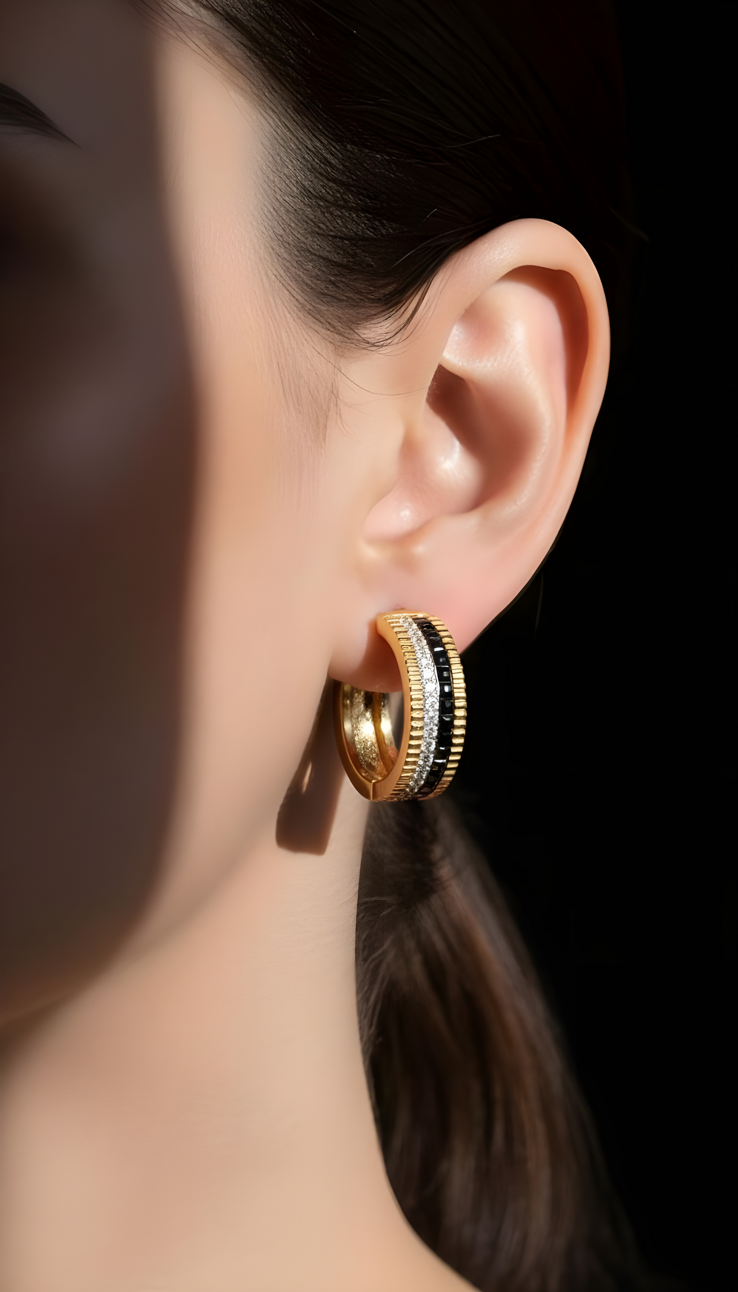 18K Gold Hoop Earrings Quatre