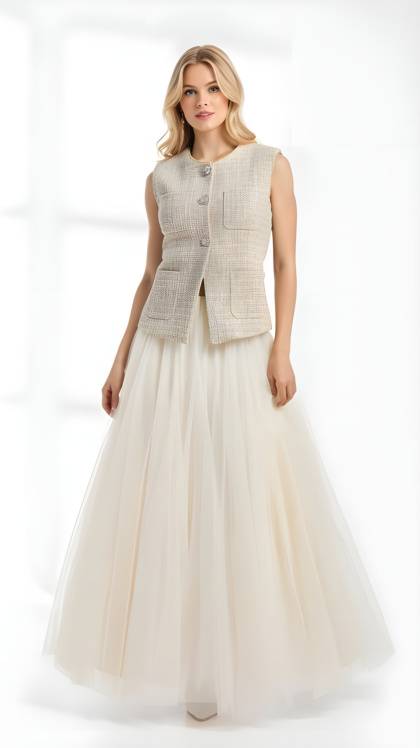 Tweed Vest & Frilly Skirt set