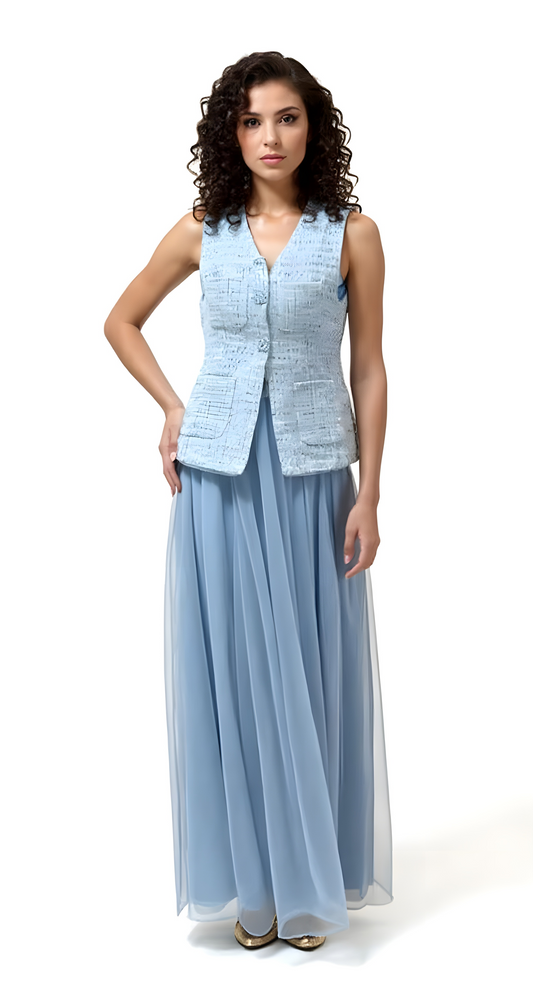 Tweed Tops and Long Skirt