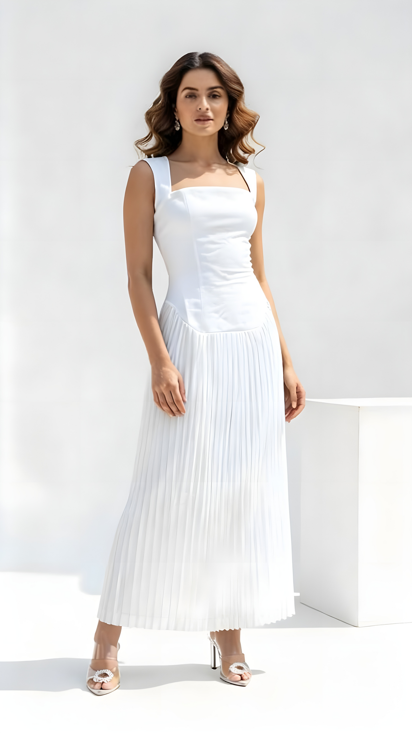 Pleated Halter Maxi Dress