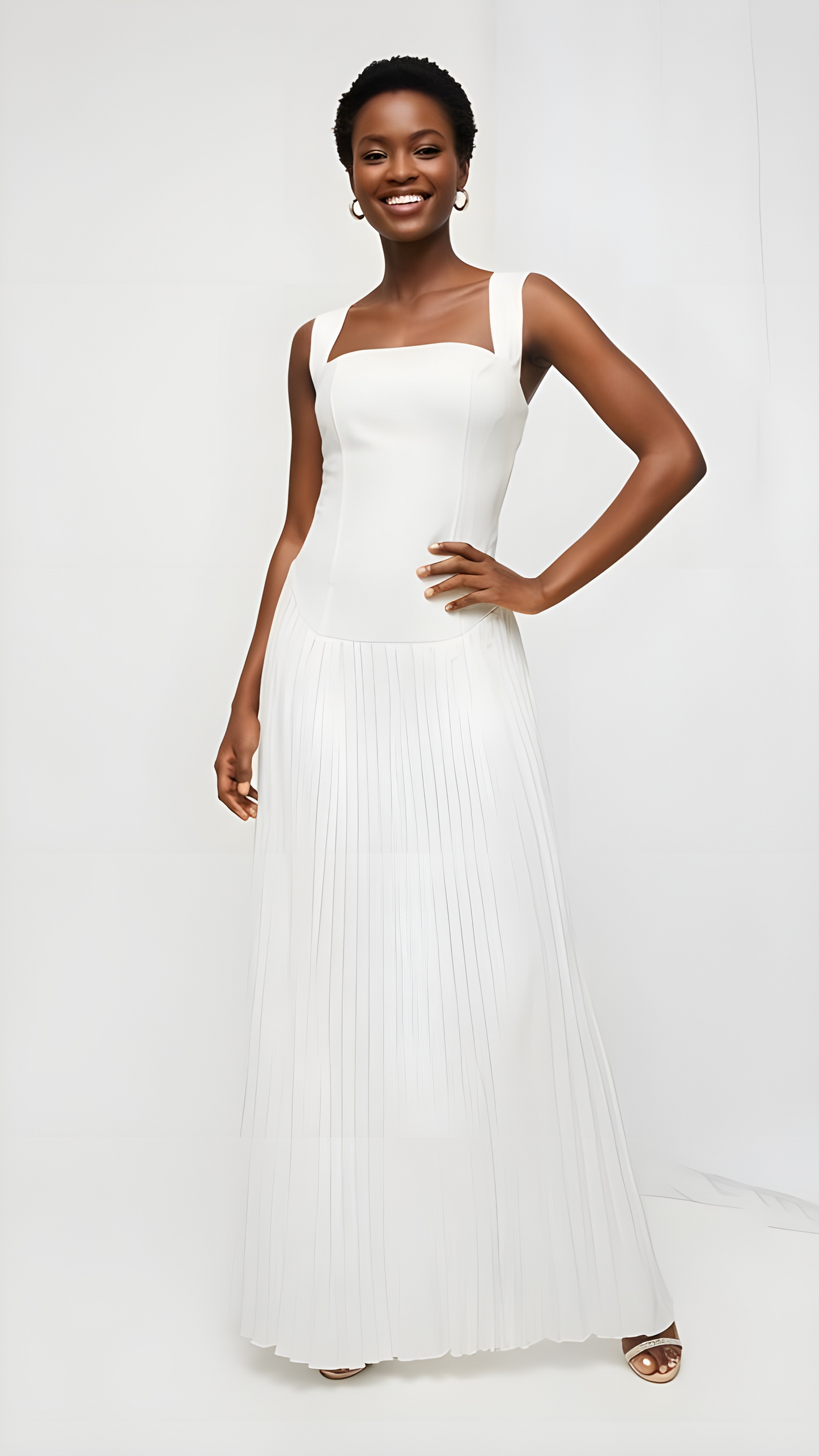 Pleated Halter Maxi Dress