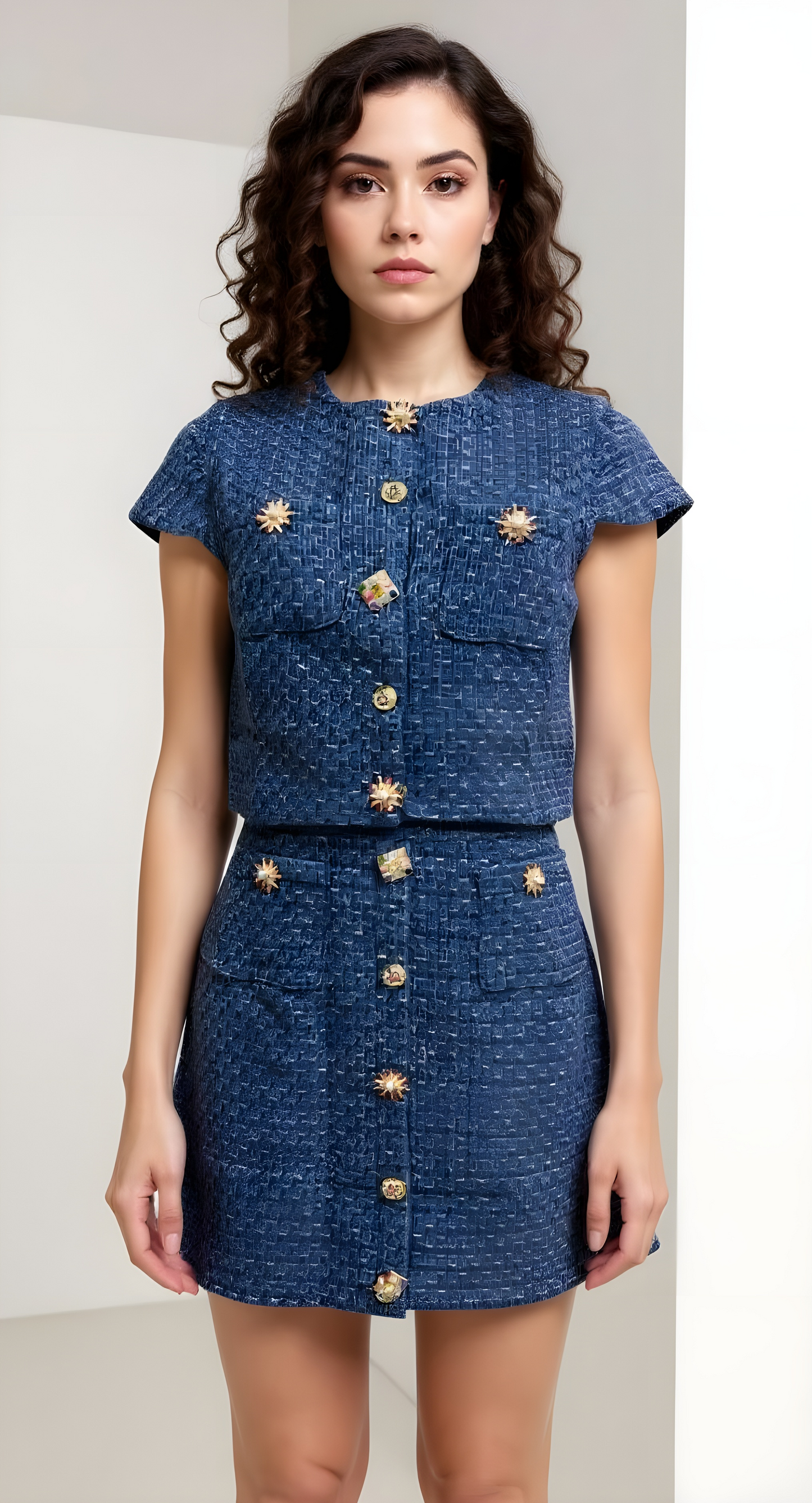 Tweed Tops and Skirt Sets